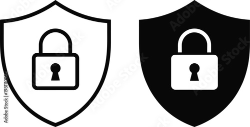 Security Icon Set with Shield and Lock Symbols, Data Protection and Privacy Concept, Cybersecurity Icons in Modern Flat Design for UI, Apps, and Web Interfaces