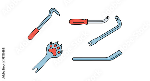 Pry Bar Line art vector set minimal abstract illustration