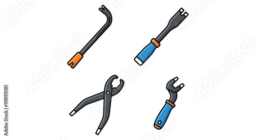 Pry Bar Line art vector set simple abstract minimal
