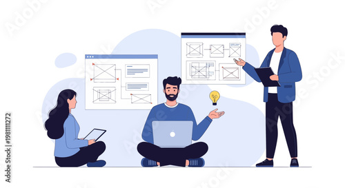 Teamwork and Innovation: Business Meeting with Idea Generation and Data Analysis