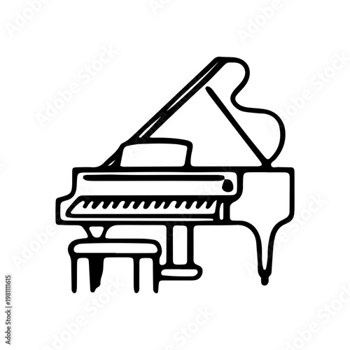 Black and White Grand Piano Icon