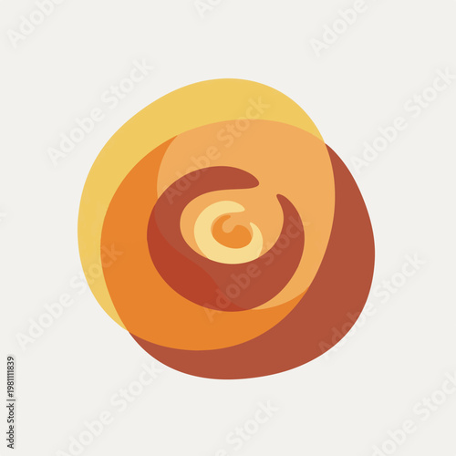 Artistic abstract spiral shape featuring warm orange and red layers overlapping to create a beautiful circular vector design