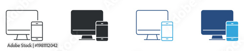 Responsive Devices Icon Set, Cross Platform Technology and Digital Devices,  computer , mobile icon, Modern UI Icons, Vector Illustration