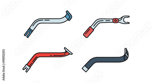 Pry Bar Line art vector set simple decorative abstract