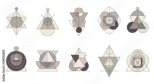 Geometric Sacred Geometry Symbols Collection Abstract Art.