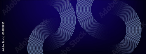 Abstract glowing circle lines on dark blue background. Geometric stripe line art design. Futuristic technology concept. Modern shiny blue lines. vector illustration
