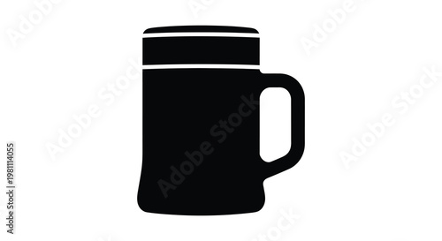 Simple black outline of a thermos flask with a handle a dark silhouette