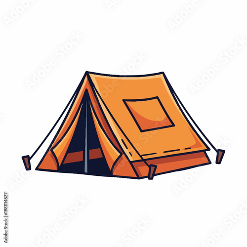 Cute orange camping tent vector illustration