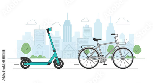 Bicycle in the city and on the street vector illustration of bicycle bike transportation icon design featuring wheel toy vintage vehicle sport and child stroller cart concept