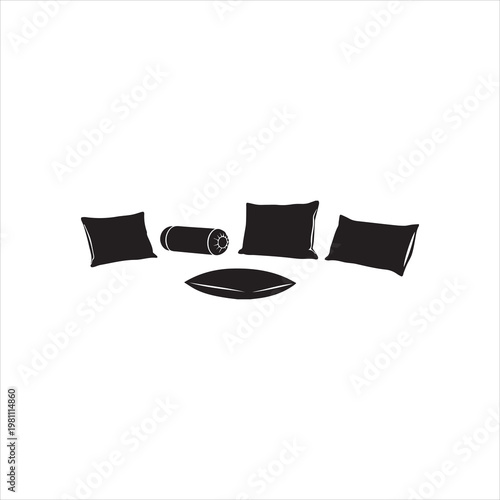  Silhouette vector set of 5 pillow types throw pillow bolster lumbar cushion floor cushion and sleeping pillow