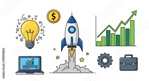 Hand drawn mobile phone with business and web icons showing communication technology concept