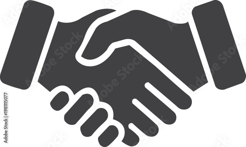 Clean black silhouette of two hands clasping in agreement