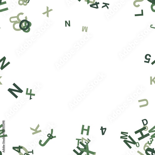 pattern typo square Green alphabet letters and symbols background