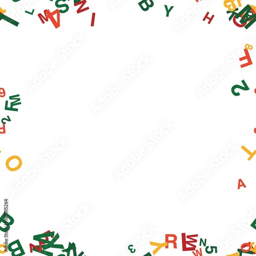 pattern typo square Colorful Alphabet Letters Scattered on White Background