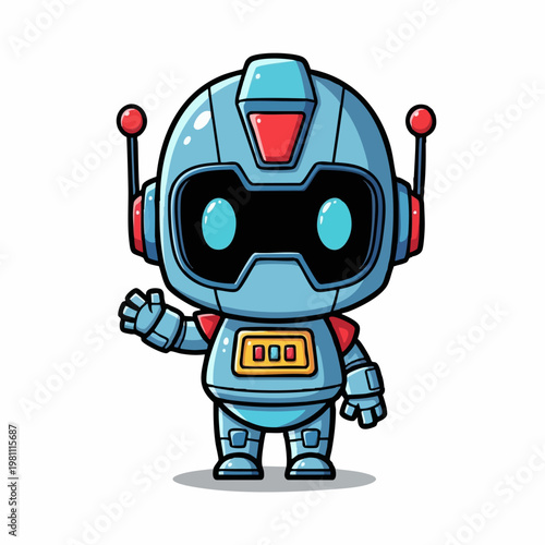 Cute robot waving vibrant colors