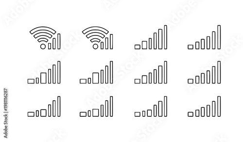 Wifi signal strength icon set vector wireless connection level symbols collection