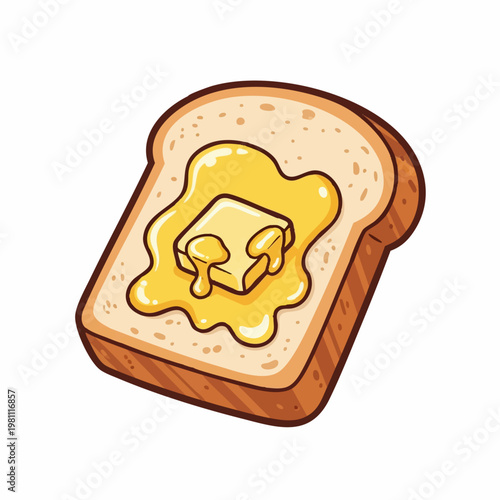 Toast with melting butter vector illustration