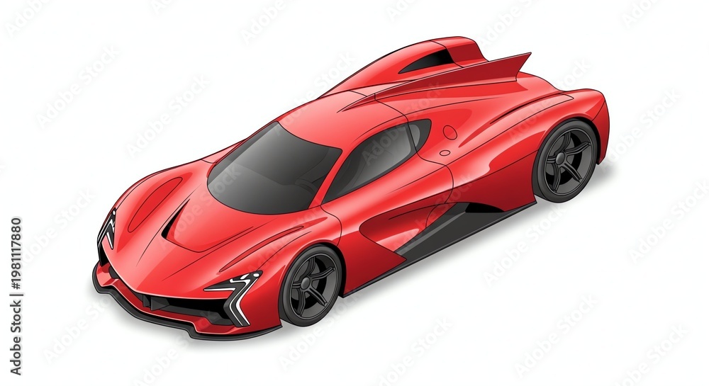 Fototapeta premium Sleek red futuristic sports car featuring an aerodynamic body design and sharp angular lines for a high performance vehicle