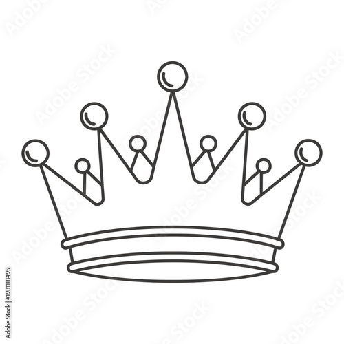 Royal crown outline icon with first place