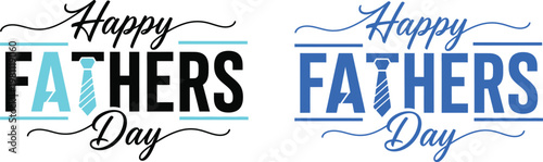 Happy fathers day typography design two colorful and artistic variations
