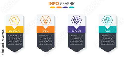 Timeline Business infographic. 4 Steps business timeline infographic template. Vector Illustration 