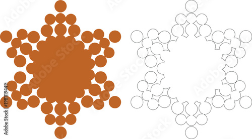 Brown circle cluster ornament and outline star shape