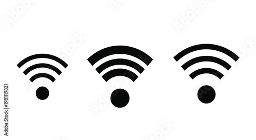 Cuadro en lienzo Three wifi signal strength indicators depicted in black silhouette