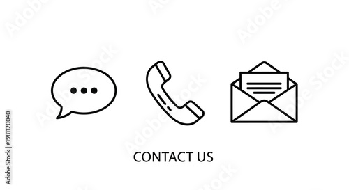 Contact icons featuring a speech bubble phone and envelope silhouette