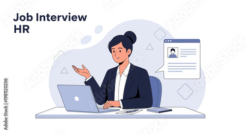 HR Manager Conducting Job Interview with Laptop and Resume