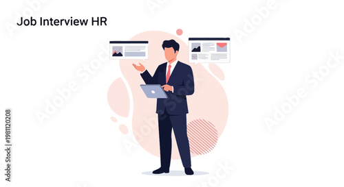 HR Manager Conducting Job Interview with Laptop and Candidate Profiles