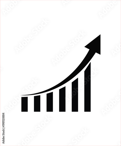Vertical Bar Chart Icon with Increasing Business Performance Trend.