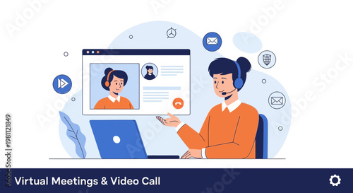 Virtual Meeting and Video Call Concept: People Connecting Online