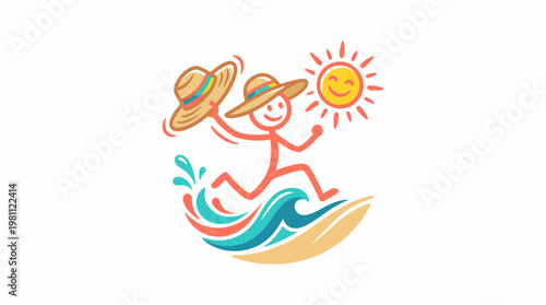 Joyful Stick Figure Celebrating Summer Vacation