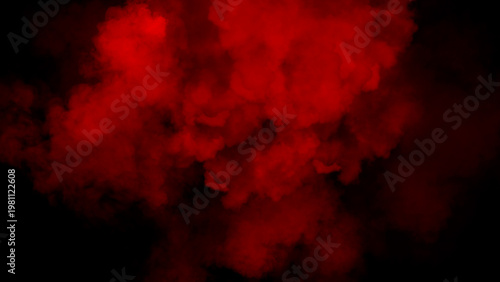 Fog and mist effect on black background. Red smoke texture overlay.