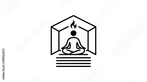 Meditating Figure In A Geometric Shelter