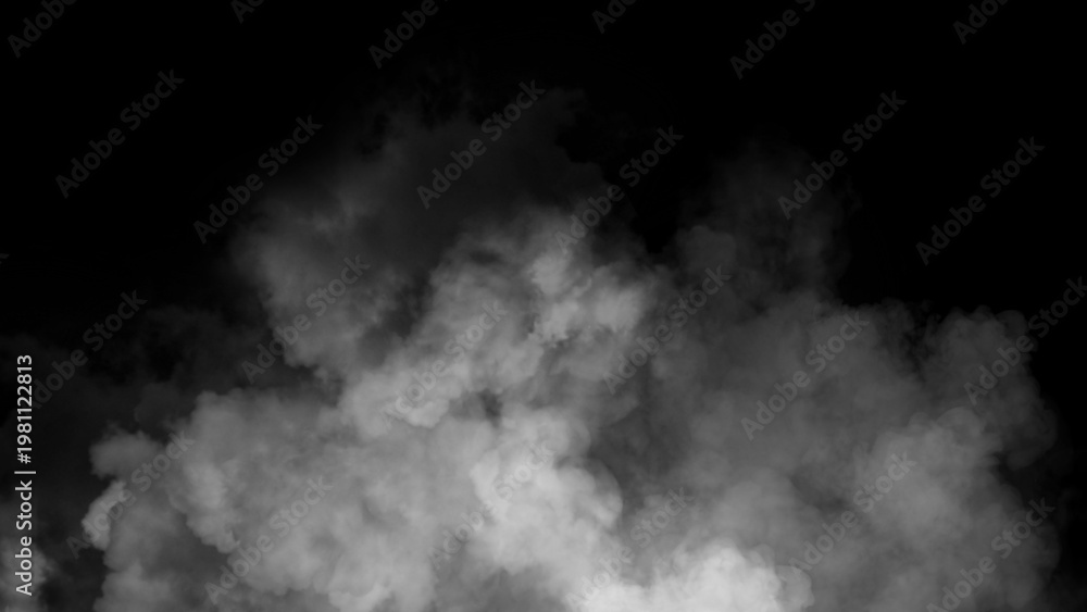 Fototapeta premium Fog and mist effect on black background. Smoke texture overlay.