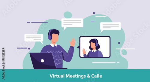 Virtual Meetings and Communication: People Connecting Online via Laptop and Tablet