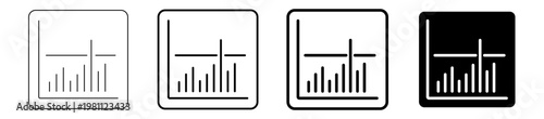 Set of various vector icons depicting bar charts for data visualization and financial analysis, showing growth, statistics, and business trends in a clear graphical presentation.