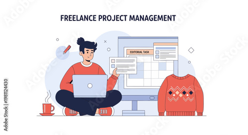 Freelance Project Management: Person Working Remotely with Laptop and Calendar