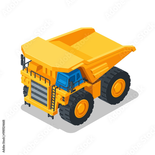 Yellow Mining Dump Truck Vehicle Illustration.