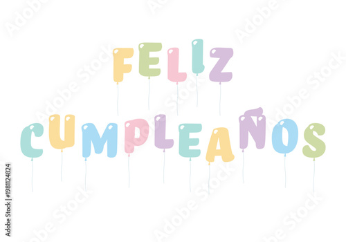 Happy Birthday in Spanish colorful balloons