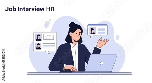 HR Manager Conducting Job Interview Online with Laptop and Resumes