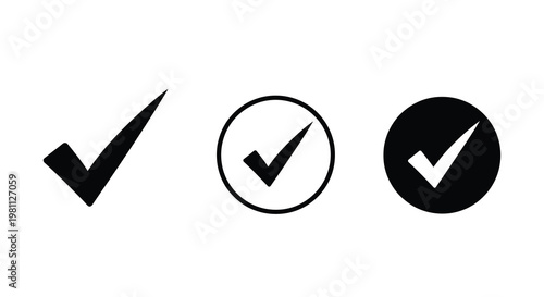 Three black check marks in varying styles a bold silhouette