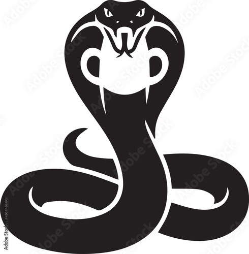 King cobra snake silhouette with hood expanded vector