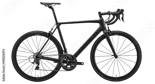 Elegant road bicycle with aerodynamic frame and disc brakes isolated on transparent background, Vector