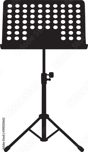 Music stand for notes and sheet paper with tripod base isolated on checkered background