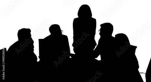 A group of people sitting around a table isolated on transparent background, Vector