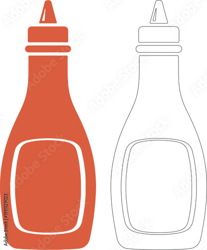 Orange salad dressing bottle and outline