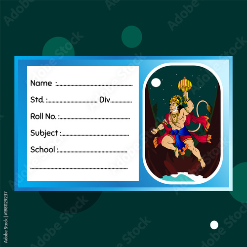 Night Scene Hanuman School Name Label Sticker Student Tag