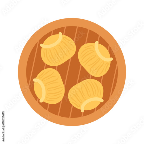 Colorful Asian Food Bowl Illustration with Noodles Rice and Soup